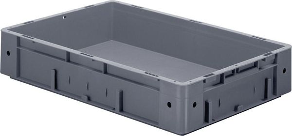 Transport-Stapelkasten B600xT400xH120 mm grau Auflast 700kg ohne Griffloch