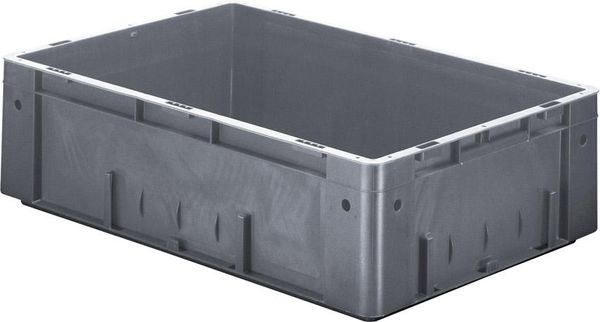 Transport-Stapelkasten B600xT400xH175 mm grau Auflast 700kg ohne Griffloch