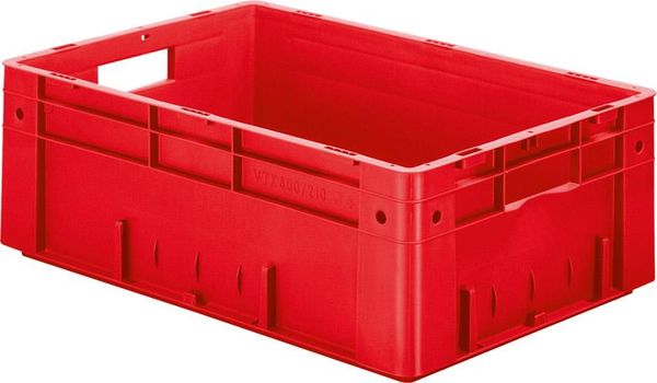 epl122424.jpg Transport-Stapelkasten B600xT400xH210 mm rot Auflast 700kg mit Griffloch