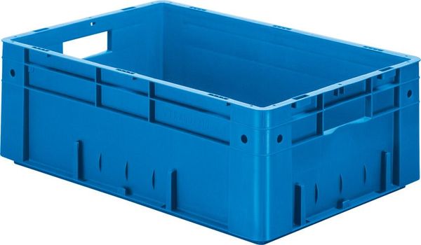 Transport-Stapelkasten B600xT400xH210 mm blau Auflast 700kg mit Griffloch