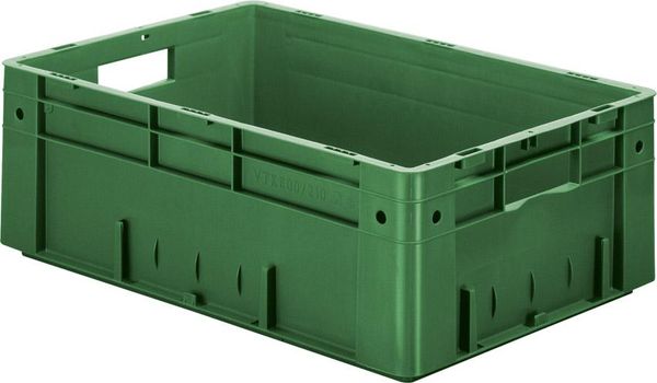 epl122425.jpg Transport-Stapelkasten B600xT400xH210 mm grün Auflast 700kg mit Griffloch