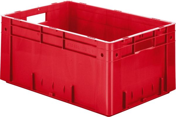 epl122421.jpg Transport-Stapelkasten B600xT400xH270 mm rot Auflast 700kg mit Griffloch