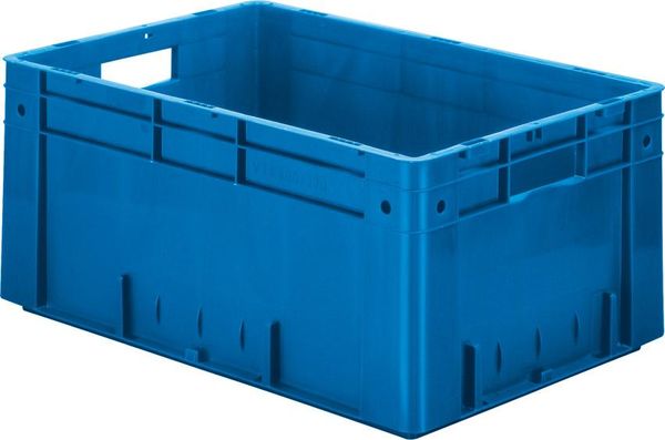 Transport-Stapelkasten B600xT400xH270 mm blau Auflast 700kg mit Griffloch
