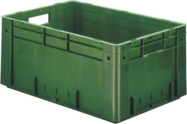 lag144225.jpg Transport-Stapelkasten B600xT400xH270 mm grün Auflast 700kg mit Griffloch