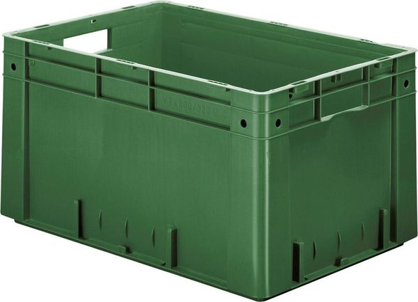 epl122419.jpg Transport-Stapelkasten B600xT400xH320 mm grün Auflast 700kg mit Griffloch