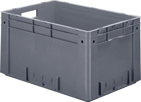 Transport-Stapelkasten B600xT400xH320 mm grau Auflast 700kg mit Griffloch