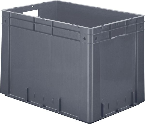 Transport-Stapelkasten B600xT400xH420 mm grau Auflast 700kg mit Griffloch