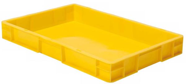 Transport-Stapelkasten B600xT400xH75 mm gelb, geschlossen ohne Griffloch