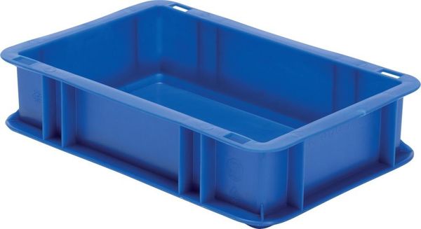 Transport-Stapelkasten B300xT200xH75 mm blau, geschlossen ohne Griffloch