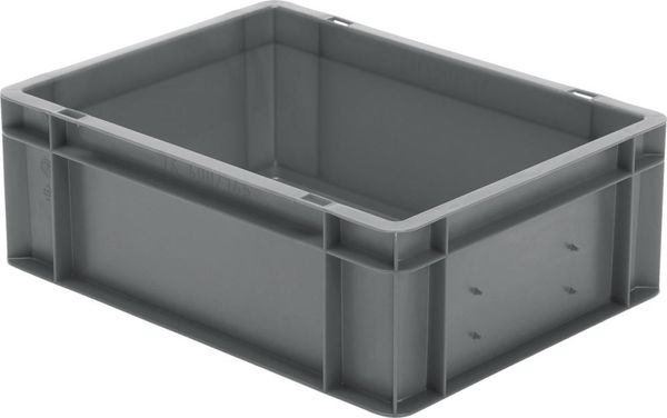 Transport-Stapelkasten B400xT300xH145 mm grau, geschlossen ohne Griffloch