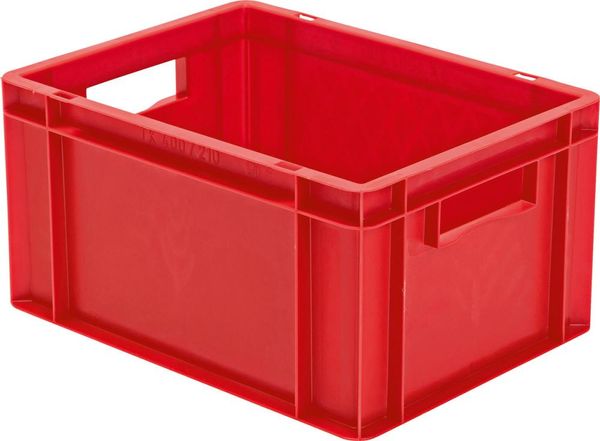 epl121572.jpg Transport-Stapelkasten B400xT300xH210 mm rot, geschlossen mit Griffloch