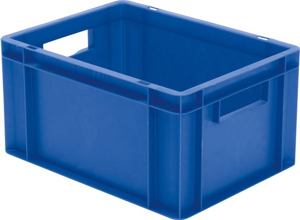 Transport-Stapelkasten B400xT300xH210 mm blau, geschlossen mit Griffloch