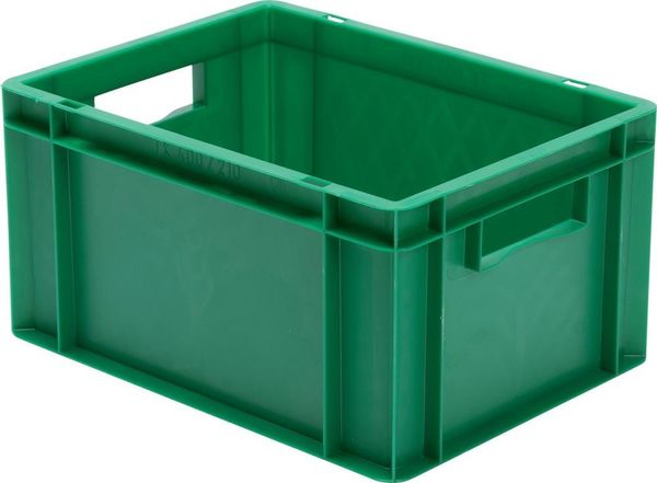 pim115507.jpg Transport-Stapelkasten B400xT300xH210 mm grün, geschlossen mit Griffloch