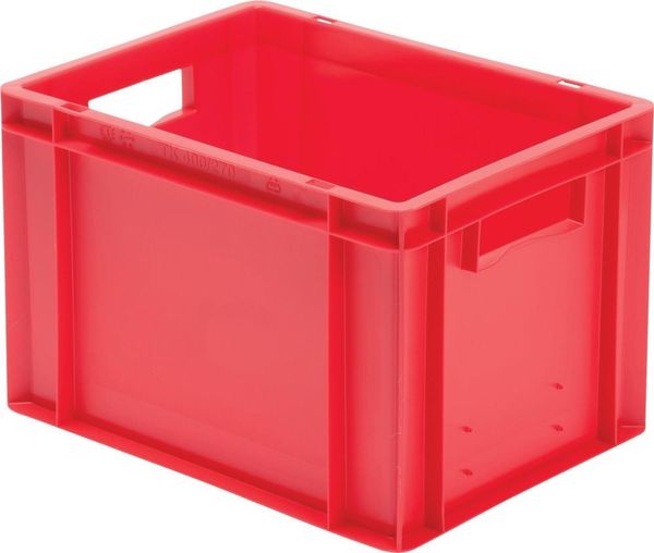 pim115503.jpg Transport-Stapelkasten B400xT300xH270 mm rot, geschlossen mit Griffloch