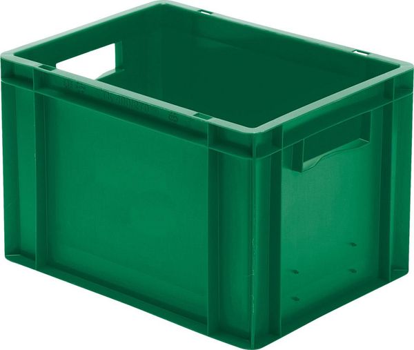 epl122371.jpg Transport-Stapelkasten B400xT300xH270 mm grün, geschlossen mit Griffloch