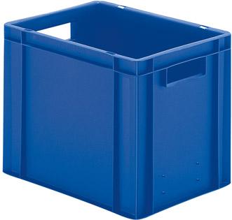 Transport-Stapelkasten B400xT300xH320 mm blau, geschlossen mit Griffloch