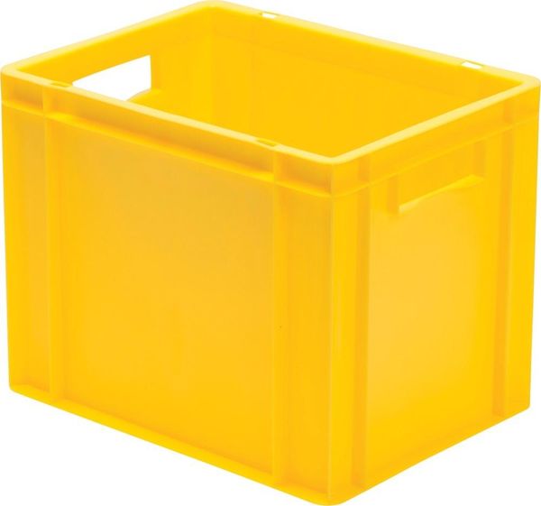 Transport-Stapelkasten B400xT300xH320 mm gelb, geschlossen mit Griffloch
