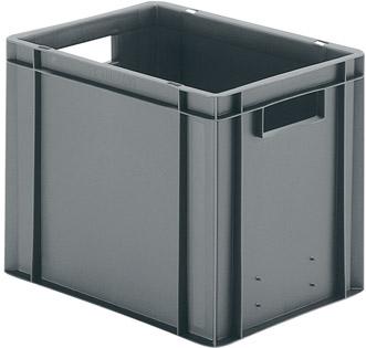 Transport-Stapelkasten B400xT300xH320 mm grau, geschlossen mit Griffloch