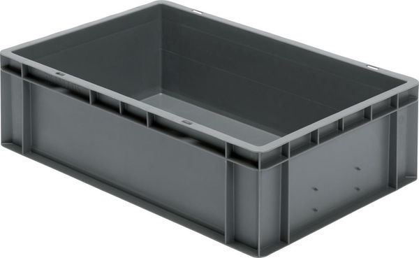 Transport-Stapelkasten B600xT400xH175 mm grau, geschlossen ohne Griffloch