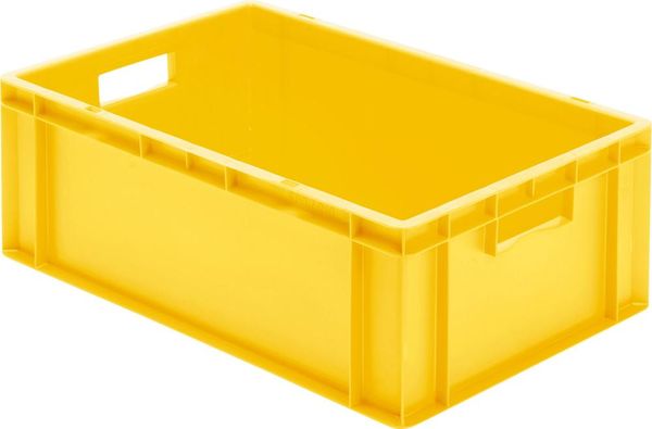 epl122376.jpg Transport-Stapelkasten B600xT400xH210 mm gelb, geschlossen mit Griffloch