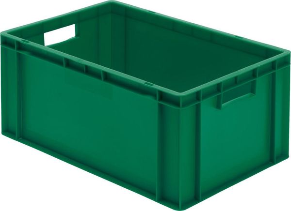 Transport-Stapelkasten B600xT400xH270 mm grün, geschlossen mit Griffloch