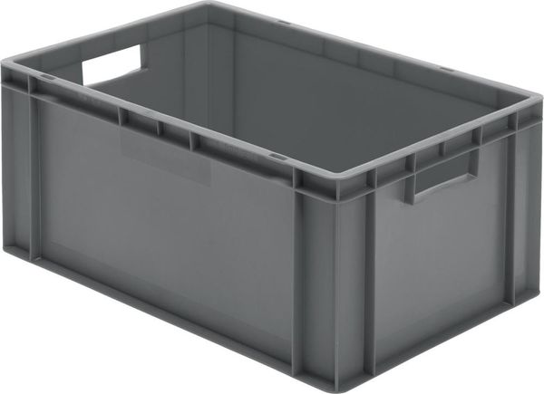 Transport-Stapelkasten B600xT400xH270 mm grau, geschlossen mit Griffloch