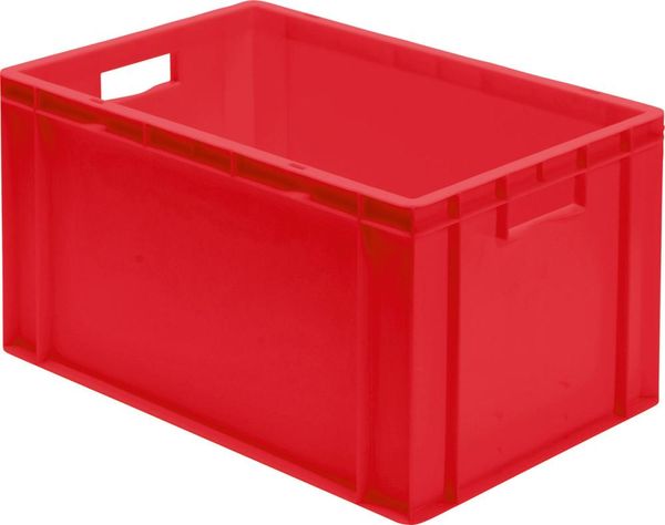 epl121569.jpg Transport-Stapelkasten B600xT400xH320 mm rot, geschlossen mit Griffloch