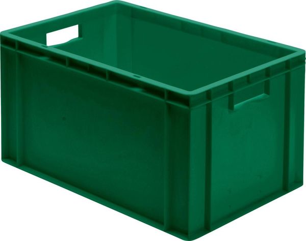 epl122368.jpg Transport-Stapelkasten B600xT400xH320 mm grün, geschlossen mit Griffloch