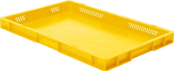 Transport-Stapelkasten B600xT400xH50 mm gelb, geschlossen ohne Griffloch
