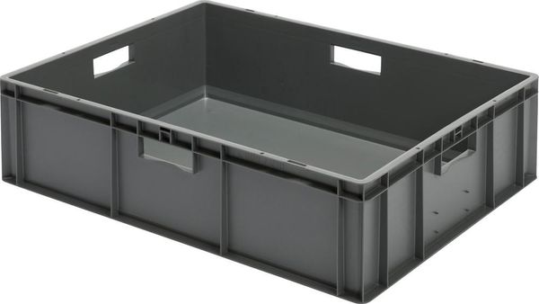 lag160965.jpg Transport-Stapelkasten B800xT600xH210 mm grau, geschlossen mit Griffloch