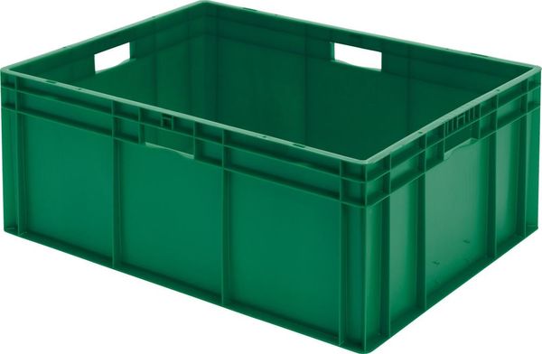 Transport-Stapelkasten B800xT600xH320 mm grün, geschlossen mit Griffloch