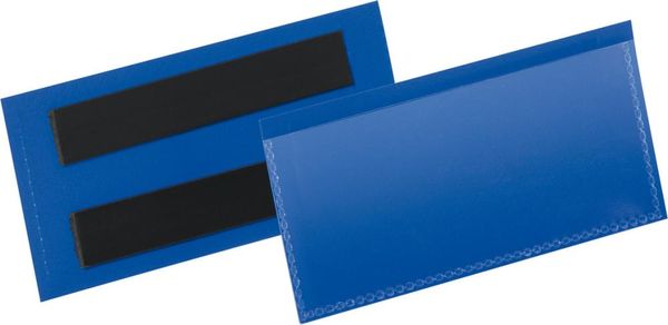 ube107745.jpg Etikettentasche B100xH38 mm blau, magnetisch VE 50 Stück