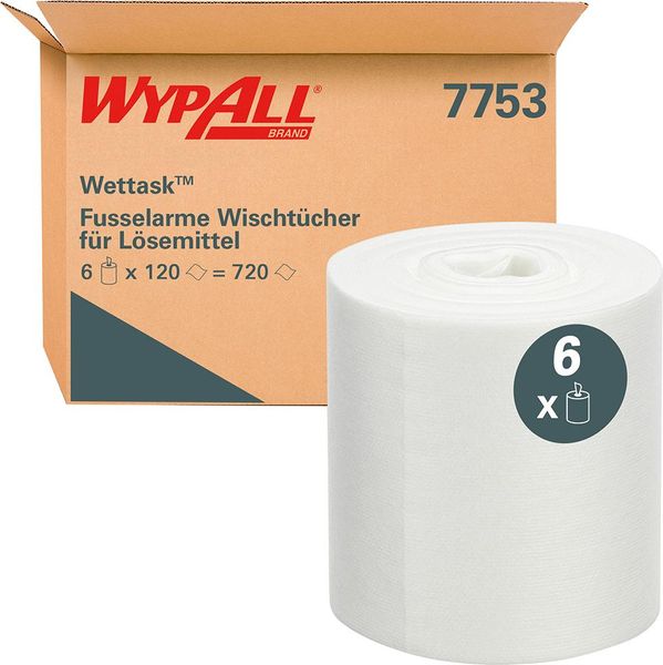 lag1100762.jpg WypAll® Wettask Reinig.tücher fusselarm Lösungsmittel, weiß 120 Tücher auf Rolle