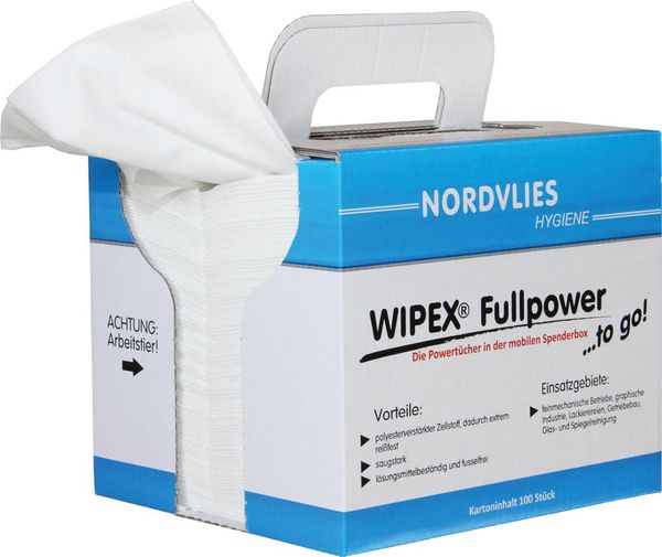 lag195063.jpg WIPEX-FULLPOWER Wischtücher TO-GO weiß 100 Tücher 32 x 38cmZ-gefaltet,