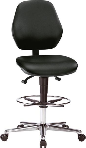lag189493.jpg Bimos Arbeitsstuhl Kunstleder schwarz Sitzhöhe 620-870 mm mit Rollen / Fußring