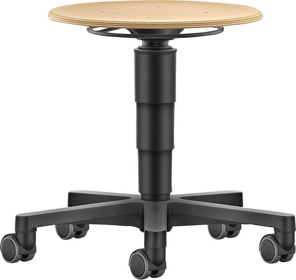 lag1104722.jpg Drehhocker Holz Rundsitz Sitzhöhe 450 - 650 mm mit Rollen
