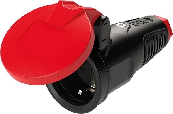 Schutzkontaktkupplung IP54 Vollgummi+Klappdeck.16A / 250V AC / 3p (2P+E)