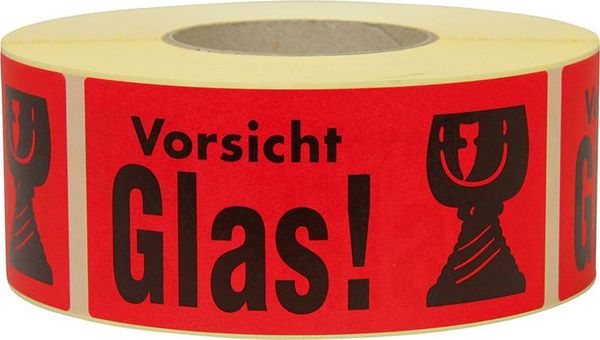 lag1104840.jpg Hinweis Etiketten Vorsicht Glas 1.000 Stk/Rolle