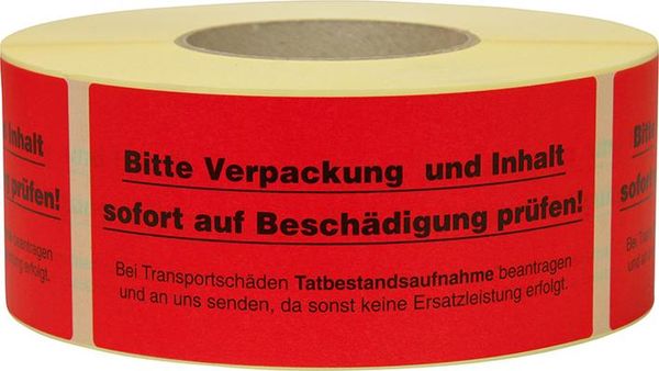 Hinweis Etiketten Inhalt prüfen 1.000 Stk/Rolle