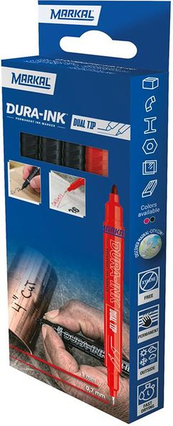 lag1104203.jpg Permanentmarker Doppelspitze Retail Pack 4 Stück 3 x Schwarz +1 x Rot
