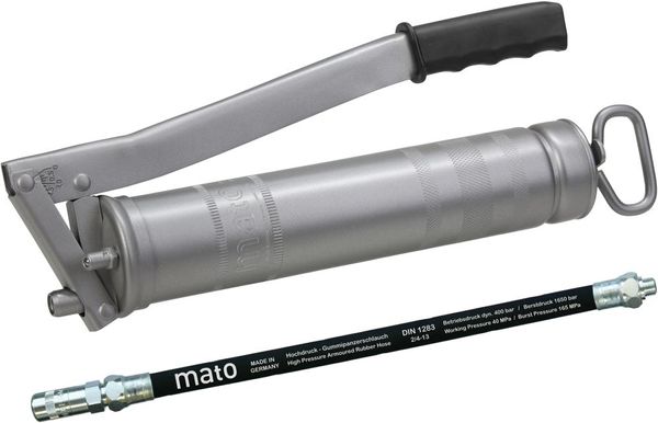 Ganzstahl-Fettpresse E500 m. Schlauch M10x1 400g Kartusche /500g loseMATO