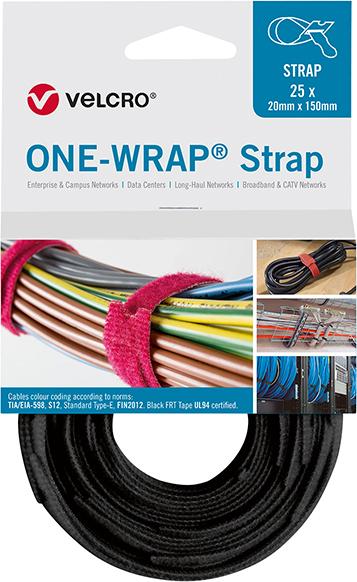 lag180815.jpg VELCRO® Klettkabelbinder ONE-WRAP® Strap 20 x 200mm, schwarz, 25 Stück