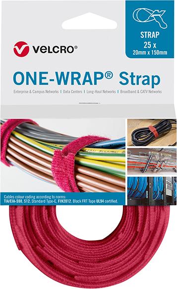 lag180818.jpg VELCRO® Klettkabelbinder ONE-WRAP® Strap 20 x 200mm, rot, 25 Stück
