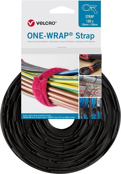 lag180834.jpg VELCRO® Klettkabelbinder ONE-WRAP® Strap 20 x 330mm, schwarz, 100 Stück