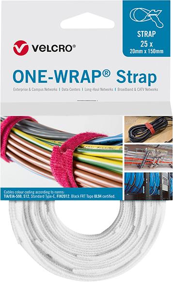 lag180825.jpg VELCRO® Klettkabelbinder ONE-WRAP® Strap 20 x 330mm, weiß, 25 Stück
