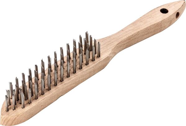 Handdrahtbürste V4A glatt 3-reihig 0,3mm Lessmann