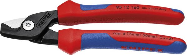 qwz119401.jpg Kabelschere mit Mehrkomponenten-Griffen 160mm schlanke Kopfform KNIPEX