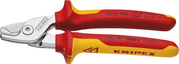 qwz119403.jpg Kabelschere VDE mit Mehrkomponetnen-Griffen 160mm schlanke Kopfform KNIPEX