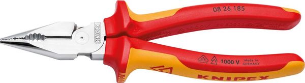 lag1103373.jpg Spitz-Kombinationszange VDE verchromt mit Mehrkomponenten-Griffen 185mm KNIPEX