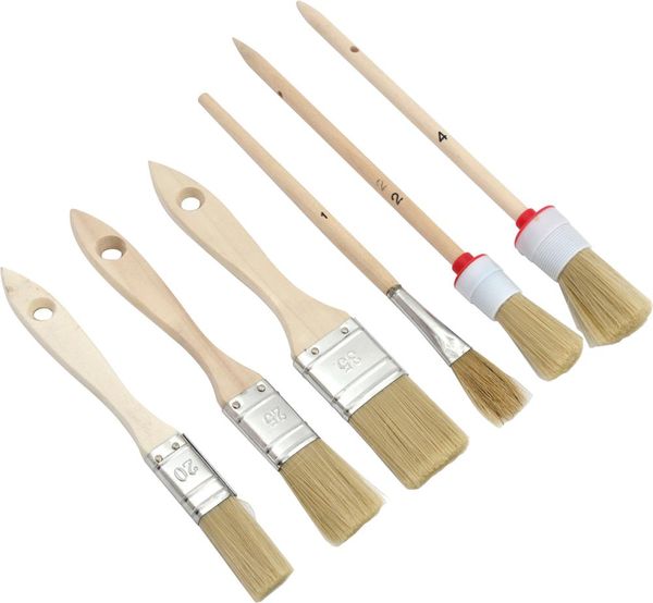 lag192322.jpg Pinsel-Set 6 tlg. 2xRingp.,3xFlachp.,1Uni pinsel Pappelholz, PET Borste Nespoli